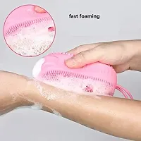 Exfoliating Silicone Body Sponge Double-Sided Bath or Shower Body Brush Silicon Loofah with Built-in Sponge Soft Silicone Body Cleansing Brush (Random Color, Pack of 2)-thumb3