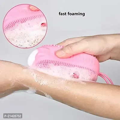 Exfoliating Silicone Body Sponge Double-Sided Bath or Shower Body Brush Silicon Loofah with Built-in Sponge Soft Silicone Body Cleansing Brush (Random Color, Pack of 2)-thumb4