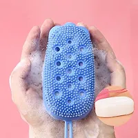 Exfoliating Silicone Body Sponge, Double-Sided Bath or Shower Body Brush, Silicon Loofah with Built-in Sponge Soft Silicone Body Cleansing Brush (Random Color, Pack of 2)  B-8-thumb1