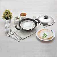 Appachetty Breakfast Pan with Lid | Nonstick Cookware | Appachatty | Chetty Pan | Appam Patra | Round Bottom Kadai | 3mm Thick | Black 22 cm B-10-thumb1