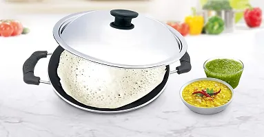 Appachetty Breakfast Pan with Lid | Nonstick Cookware | Appachatty | Chetty Pan | Appam Patra | Round Bottom Kadai | 3mm Thick | Black 22 cm B-10-thumb3