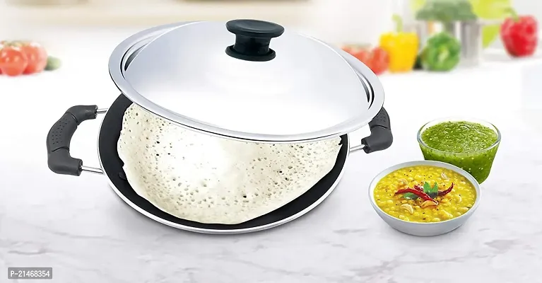 Appachetty Breakfast Pan with Lid | Nonstick Cookware | Appachatty | Chetty Pan | Appam Patra | Round Bottom Kadai | 3mm Thick | Black 22 cm B-10-thumb4