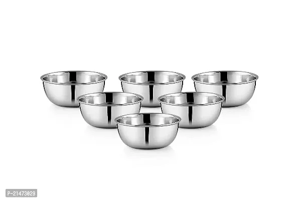 Stainless Steel Katori Set Of 6 | Dal Vati Veg Bowl Set For Dining And Serving | Wati Vatki Dining Bowl Set (Set Of 6), 0.25 liter-thumb0