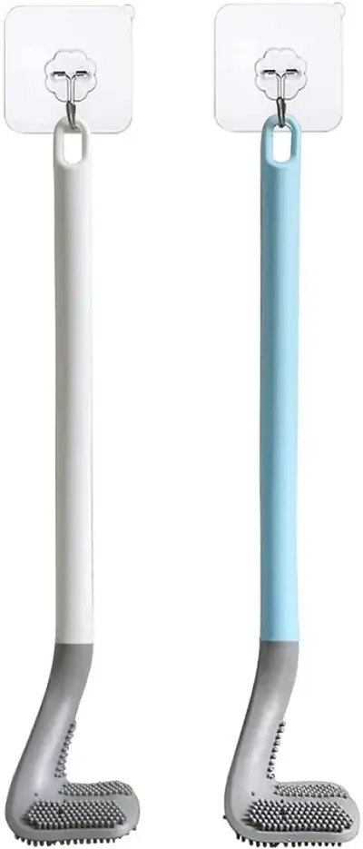 Golf Silicon Toilet Cleaning Brush with Slim No Slip Long Handle Toilet Brush 360 Degree Deep Golf Head Brush Ideal for Cleaning Home Kitchen Bathroom Wash Basin Multicolor - 2