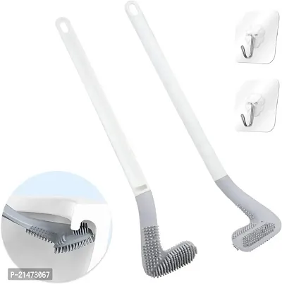 Golf Silicon Toilet Cleaning Brush with Slim No Slip Long Handle Toilet Brush 360 Degree Deep Golf Head Brush Ideal for Cleaning Home Kitchen Bathroom Wash Basin Multicolor - 2-thumb0
