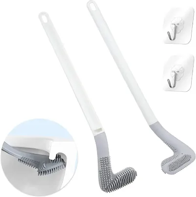 Silicon Toilet Cleaning Brush with Slim No-Slip Long Handle