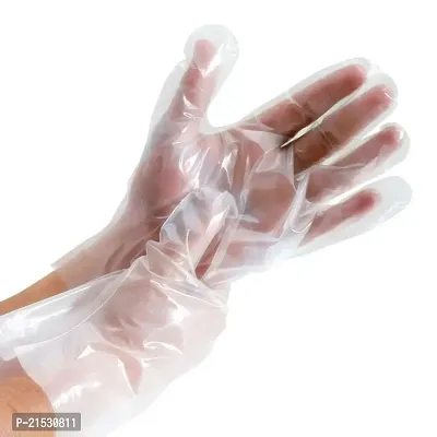 Disposable Hand Gloves Pack of 100 | Transparent  Disposable Gloves | Universal Size Gloves | For Gardening, Cleaning and Public Areas-thumb0