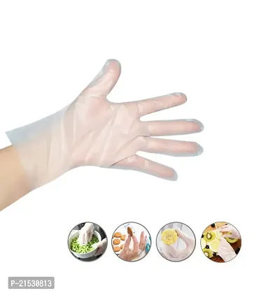Disposable Hand Gloves Pack of 100 | Transparent  Disposable Gloves | Universal Size Gloves | For Gardening, Cleaning and Public Areas-thumb0