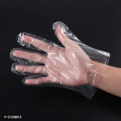 Disposable Hand Gloves Pack of 100 | Transparent  Disposable Gloves | Universal Size Gloves | For Gardening, Cleaning and Public Areas-thumb3