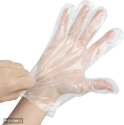 Disposable Hand Gloves Pack of 100 | Transparent  Disposable Gloves | Universal Size Gloves | For Gardening, Cleaning and Public Areas-thumb5