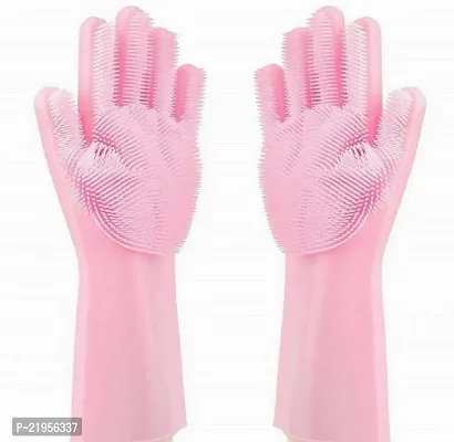 Silicon Dish Washing Kitchen Platform Hand Cleaning Gloves-thumb0