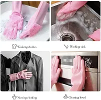 Silicon Dish Washing Kitchen Platform Hand Cleaning Gloves-thumb1