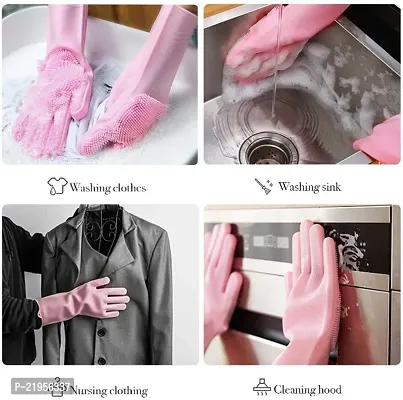 Silicon Dish Washing Kitchen Platform Hand Cleaning Gloves-thumb2