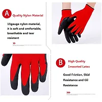 Reusable Nitrile Coated Nylon Cotton Safety Gloves For Men Industrial - Gardening Gloves - Hand Gloves For Men - Industrial Gloves - Working Gloves For Men Cut-resistant Work Gloves  Pack Of 9 Pair-thumb1