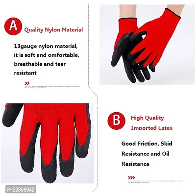 Reusable Nitrile Coated Nylon Cotton Safety Gloves For Men Industrial - Gardening Gloves - Hand Gloves For Men - Industrial Gloves - Working Gloves For Men Cut-resistant Work Gloves  Pack Of 10 Pair-thumb2