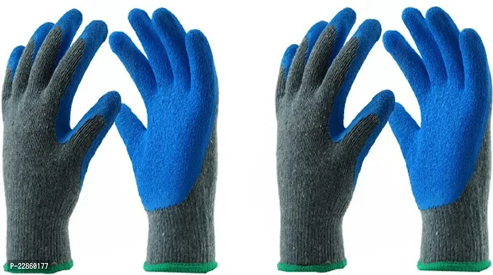 Reusable Nitrile Coated Nylon Cotton Safety Gloves For Men Industrial - Gardening Gloves - Hand Gloves For Men - Industrial Gloves - Working Gloves For Men Cut-resistant Work Gloves Pack Of 2 Pair-thumb0