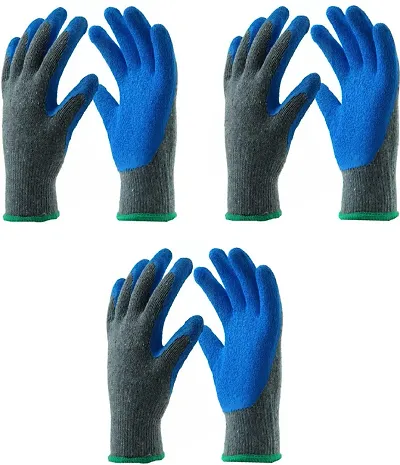 Reusable Nitrile Coated Nylon Cotton Safety Gloves For Men Industrial - Gardening Gloves - Hand Gloves For Men - Industrial Gloves - Working Gloves For Men Cut-resistant Work Gloves Pack Of 3 Pair