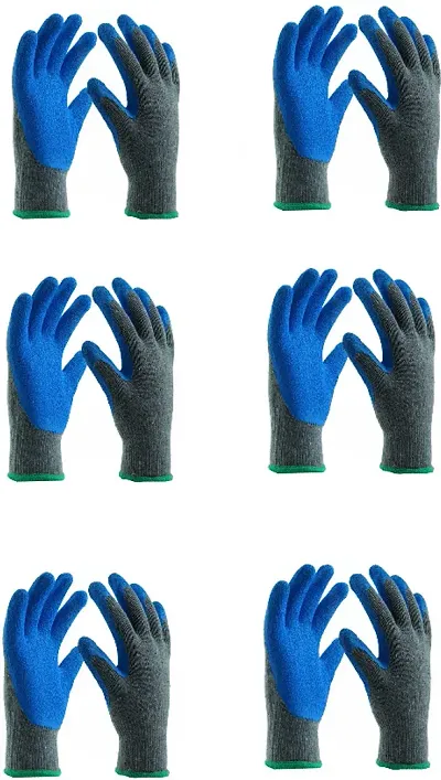 Reusable Nitrile Coated Nylon Cotton Safety Gloves For Men Industrial - Gardening Gloves - Hand Gloves For Men - Industrial Gloves - Working Gloves For Men Cut-resistant Work Gloves Pack Of 6 Pair