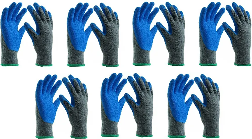 Reusable Nitrile Coated Nylon Cotton Safety Gloves For Men Industrial - Gardening Gloves - Hand Gloves For Men - Industrial Gloves - Working Gloves For Men Cut-resistant Work Gloves Pack Of 7 Pair