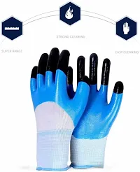Heavy Duty Reusable Hand Gloves for Garden Agriculture Industrial Farming work Men  Women Blue-Black Pack of 1 Pairs-thumb1