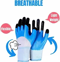 Heavy Duty Reusable Hand Gloves for Garden Agriculture Industrial Farming work Men  Women Blue-Black Pack of 1 Pairs-thumb2
