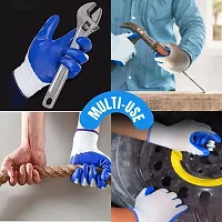 Heavy Duty Reusable Hand Gloves for Garden Agriculture Industrial Farming work Men  Women Blue-Black Pack of 2 Pairs-thumb1