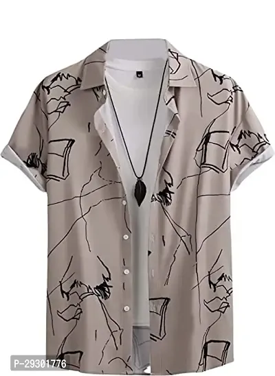 Trendy Beige Rayon Printed Shirt For Men