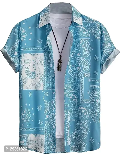 Trendy Blue Rayon Printed Shirt For Men-thumb0