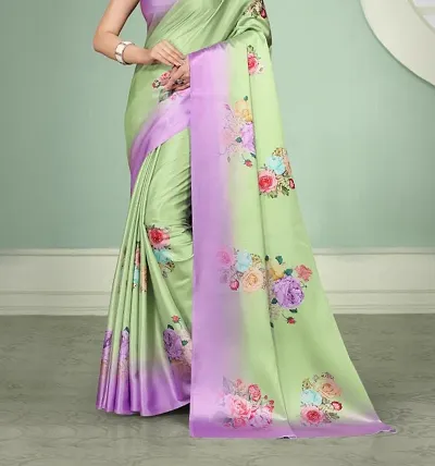 Beautiful Satin Saree With Blouse Piece