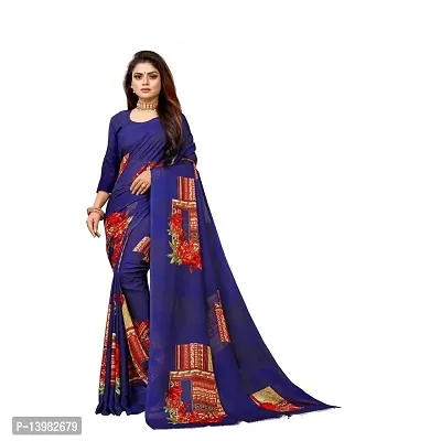 Redmart 88 Women's Cotton Printed Saree with Blouse (R MART-601+10-Blue)-thumb0