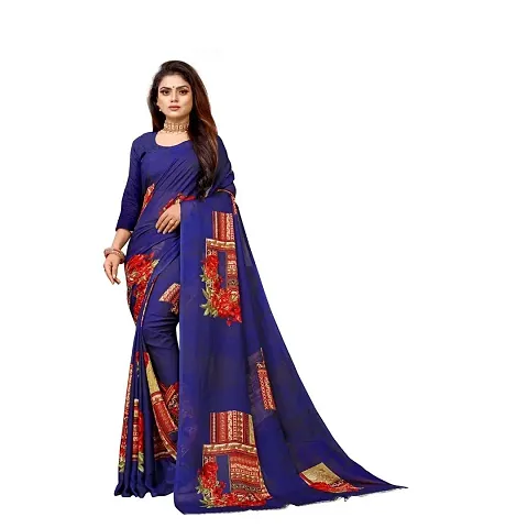 Stylish Georgette Saree With Blouse Piece For Women