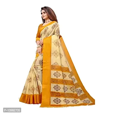 Redmart 88 Women's Cotton Printed Saree with Blouse (R MART-battik-Yellow)-thumb3