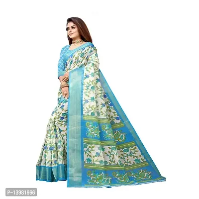 Redmart 88 Women's Cotton Printed Saree with Blouse (R Mart-PANKHUDI-SKY BLUE)-thumb2