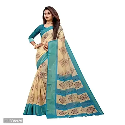 Redmart 88 Women's Cotton Printed Saree with Blouse (R MART-battik-Sky Blue)-thumb0