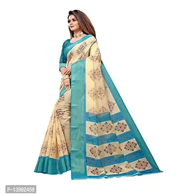 Redmart 88 Women's Cotton Printed Saree with Blouse (R MART-battik-Sky Blue)-thumb3