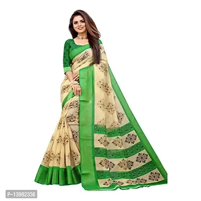 Redmart 88 Women's Cotton Printed Saree with Blouse (R MART-battik-Olive)