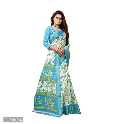 Redmart 88 Women's Cotton Printed Saree with Blouse (R Mart-PANKHUDI-SKY BLUE)-thumb3