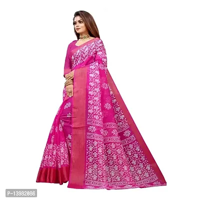 Redmart 88 Women's Cotton Printed Saree with Blouse (R MART-padama-Pink)-thumb3