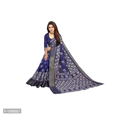 Redmart 88 Women's Cotton Printed Saree with Blouse (R MART-padama-Navy Blue)-thumb2