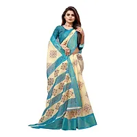 Redmart 88 Women's Cotton Printed Saree with Blouse (R MART-battik-Sky Blue)-thumb1