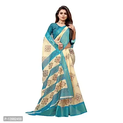 Redmart 88 Women's Cotton Printed Saree with Blouse (R MART-battik-Sky Blue)-thumb2