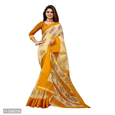 Redmart 88 Women's Cotton Printed Saree with Blouse (R MART-battik-Yellow)-thumb2