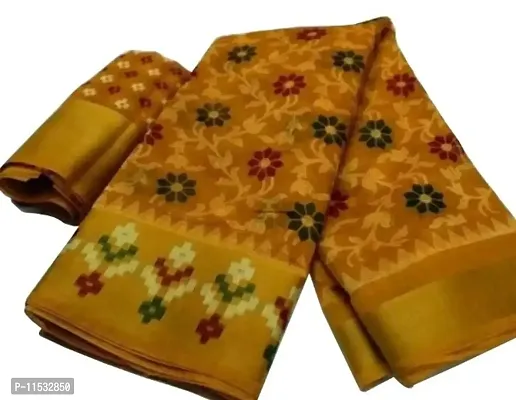 Fancy Cotton Saree with Blouse Piece for Women-thumb0