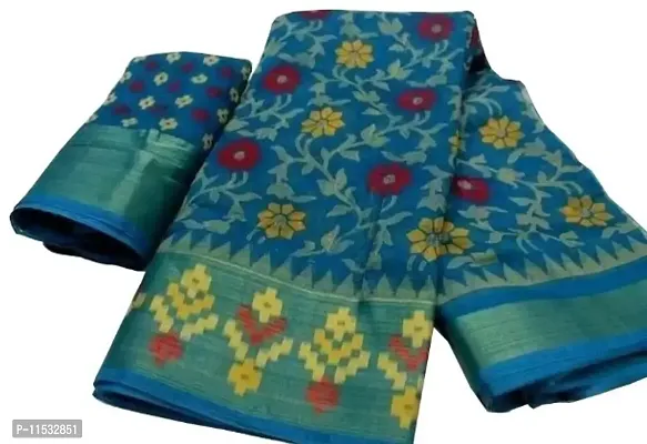 Fancy Cotton Saree with Blouse Piece for Women-thumb0