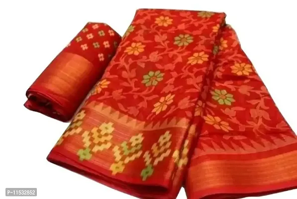 Fancy Cotton Saree with Blouse Piece for Women-thumb0