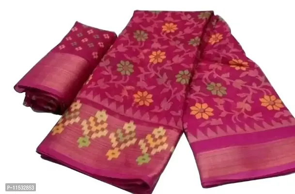 Fancy Cotton Saree with Blouse Piece for Women-thumb0