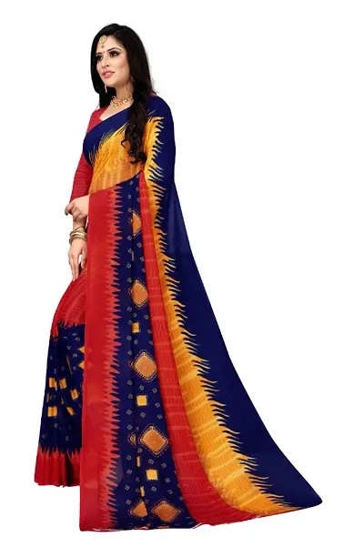 Georgette Multicolored Printed Sarees With Blouse Piece