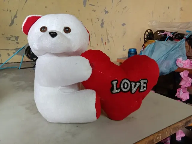 Small White Hanging Love Teddy Bear