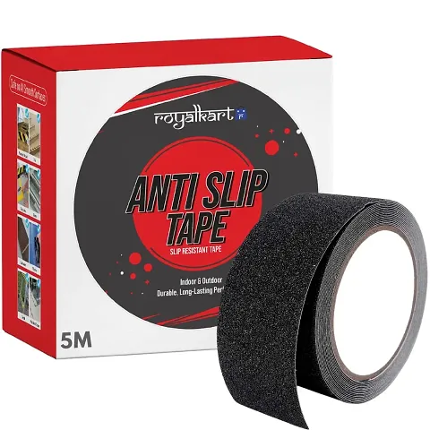Royalkart Anti Slip Tape, Anti Skid Fall Resistant Tape, Self Adhesive. For Slippery Stairs and Surfaces. SIZE - 5M x 50MM(Black)