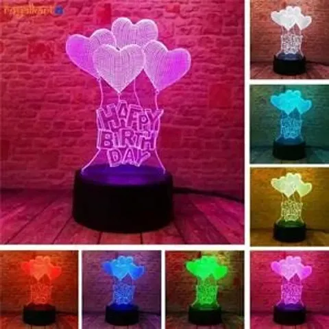 3D Illusion Led Lamp Happy Birthday Gifts with Table Lamp 7 Color Changing  USB and Battery Powered